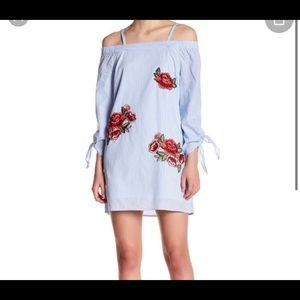 Romeo and Juliet couture blue and floral cold shoulder dress